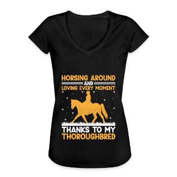 Courses de chevaux pur-sang Équitation Chevaux équestres - T-shirt vintage Femme - noir - Devant - Danielle (179cm)