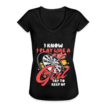 lustiger Dart Spruch Dartpfeile darten Spruch - Frauen Vintage T-Shirt - Schwarz - Vorne