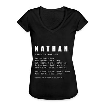 Nathan Namen personalisiert - Frauen Vintage T-Shirt - Schwarz - Vorne - Danielle (179cm)