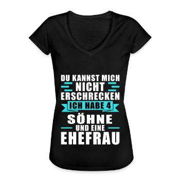 Papa 4 Söhne Papa von 4 Söhnen Geschenk - Frauen Vintage T-Shirt - Schwarz - Vorne