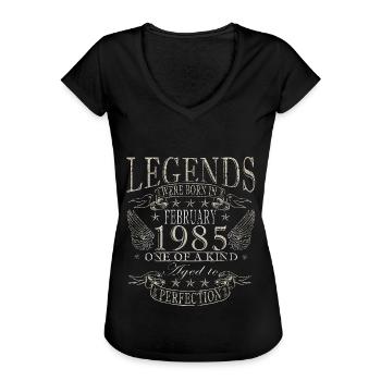 Februar 1985 Jubiläum Februar 1985 Februar - Frauen Vintage T-Shirt - Schwarz - Vorne