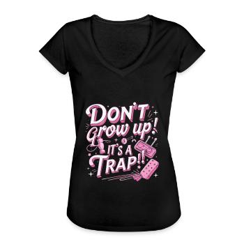 Don't Grow Up - Women's Vintage T-Shirt - black - Front - Danielle (179cm)