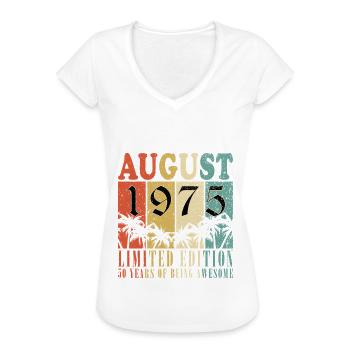 August 1975 August 1975 Geschenk August 1975 - Frauen Vintage T-Shirt - Schwarz - Vorne - Danielle (179cm)