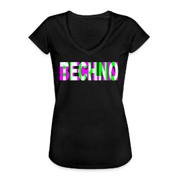 TECHNO BERLIN - Frauen Vintage T-Shirt - Schwarz - Vorne - Danielle (179cm)