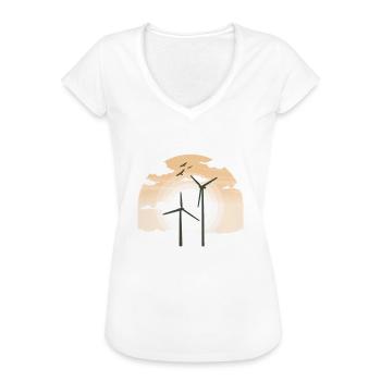 Windpark Windrad Windkraft Grafik - Frauen Vintage T-Shirt - Schwarz - Vorne - Danielle (179cm)