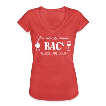 J’ai réussi mon bac - T-shirt vintage Femme - rouge chiné - Devant - Danielle (179cm)