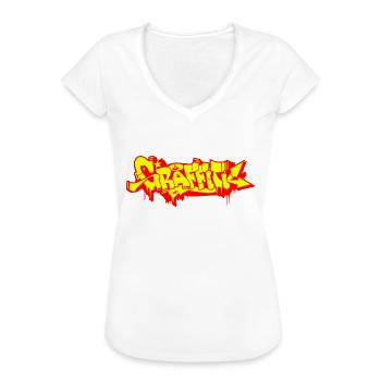 GRAFFITI - Frauen Vintage T-Shirt - Schwarz - Vorne - Danielle (179cm)