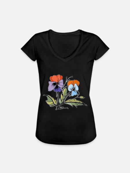 Fleur - T-shirt vintage Femme - noir