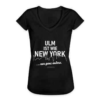 Ulm - Frauen Vintage T-Shirt - Schwarz - Vorne - Danielle (179cm)