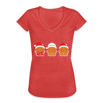Lebkuchenmann - Frauen Vintage T-Shirt - Rot meliert - Vorne - Danielle (179cm)