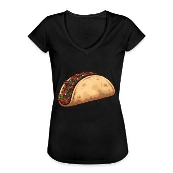 Cartoon Taco - Women's Vintage T-Shirt - black - Front - Danielle (179cm)