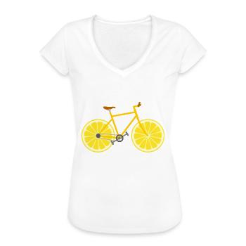 Fahrrad Obst Frucht Zitrone - Frauen Vintage T-Shirt - Schwarz - Vorne