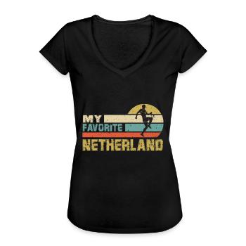 Netherlands Soccer Football 2022 WM World Cup - T-shirt vintage Femme - noir - Devant - Danielle (179cm)