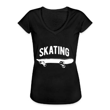 Skateboard Geschenk für Skateboardfahrer - Frauen Vintage T-Shirt - Schwarz - Vorne - Danielle (179cm)