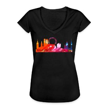 Munich, München Skyline, Bayern, Deutschland - Frauen Vintage T-Shirt - Schwarz - Vorne - Danielle (179cm)
