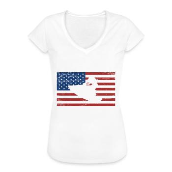 drapeau de jetski des États-Unis Conception d’un drapeau américain et d’un jet ski - T-shirt vintage Femme - noir - Devant - Danielle (179cm)
