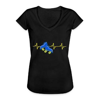 rollschuhe skater rollerderby rollschuhfahrerin - Frauen Vintage T-Shirt - Schwarz - Vorne - Danielle (179cm)