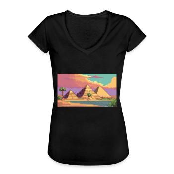 Giza, Egypt - Pixel Art - Women's Vintage T-Shirt - black - Front - Danielle (179cm)