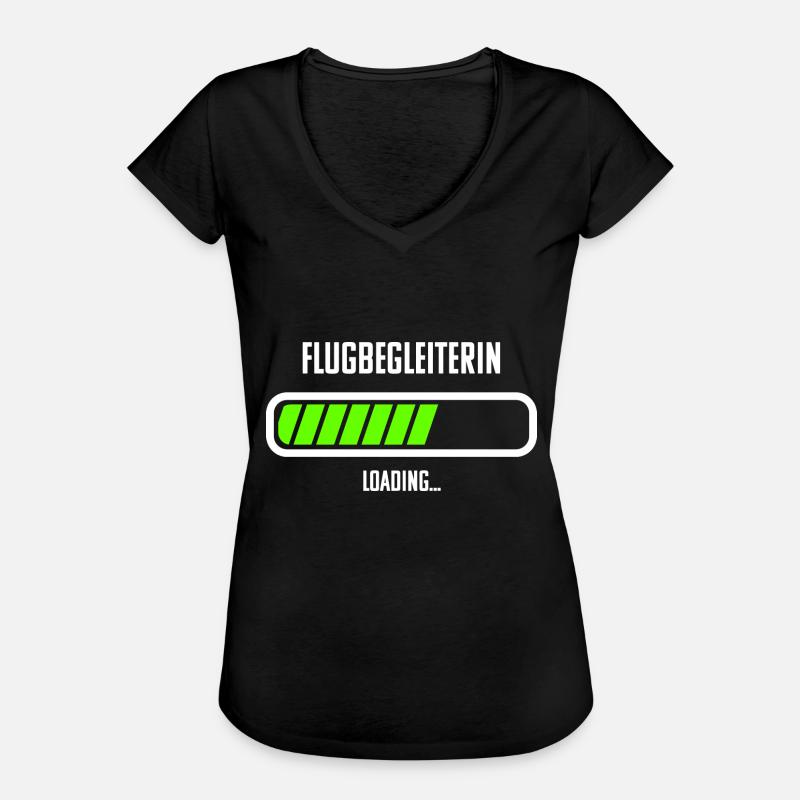Flugbegleiterin Beruf Loading Ladebalken - Frauen Vintage T-Shirt - Schwarz