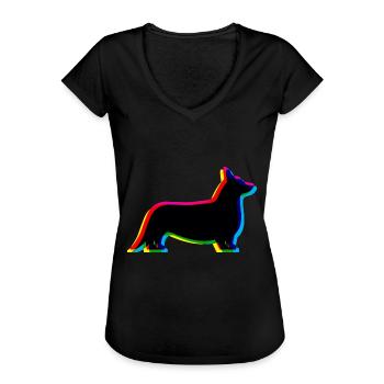 CMYK Welsh Corgi Cardigan - Women's Vintage T-Shirt - black - Front - Danielle (179cm)