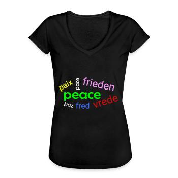 Frieden Wortwolke - Frauen Vintage T-Shirt - Schwarz - Vorne