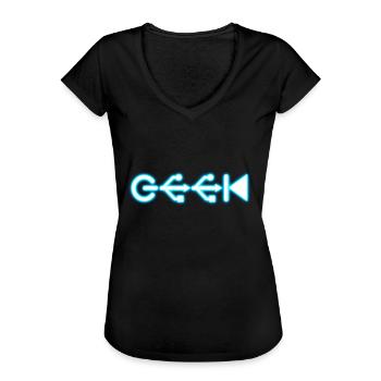 Geek - T-shirt vintage Femme - noir - Devant - Danielle (179cm)
