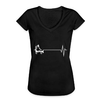 Battements de patinage patineur roller roller roller roller - T-shirt vintage Femme - noir - Devant - Danielle (179cm)