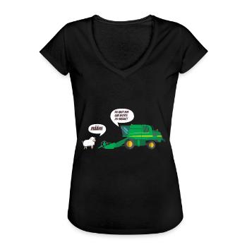 Mähdrescher Diskussion mit Schaf - Frauen Vintage T-Shirt - Schwarz - Vorne