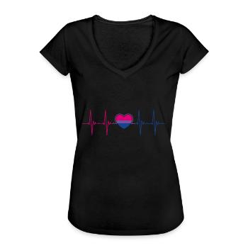 Bisexuell Bi Queer Pride Flag Herzschlag - Frauen Vintage T-Shirt - Schwarz - Vorne - Danielle (179cm)