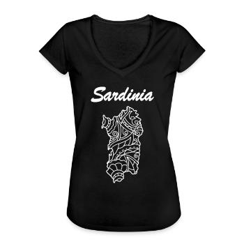 Sardaigne Insel Italien Sardaigne Italie - T-shirt vintage Femme - noir - Devant - Danielle (179cm)