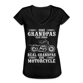 Real Grandpas drive Motorcycle Bikes Motor Bike - Frauen Vintage T-Shirt - Schwarz - Vorne - Danielle (179cm)