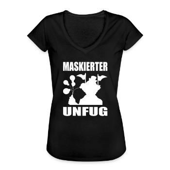 Maskierter Unfug Lustiges Karneval - Frauen Vintage T-Shirt - Schwarz - Vorne - Danielle (179cm)