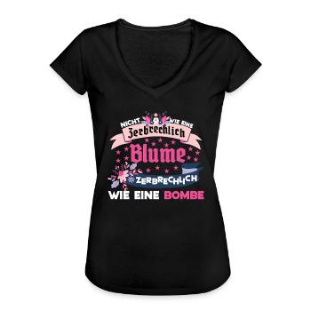 Nicht Zerbrechlich Wie Eine Blume - Frauen Vintage T-Shirt - Schwarz - Vorne