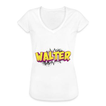 Walter nom personnalisé bande dessinée Style Pop Art, - T-shirt vintage Femme - noir - Devant - Danielle (179cm)
