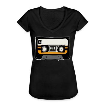 Kassette ZUM SELBSTBESCHRIFTEN - Frauen Vintage T-Shirt - Schwarz - Vorne