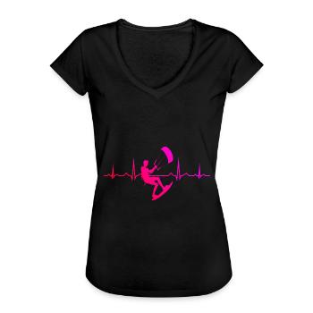 Kitesurf Kite Kitesurfen Kitesurfing Herren - Frauen Vintage T-Shirt - Schwarz - Vorne - Danielle (179cm)