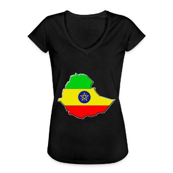 Ethiopie Carte du drapeau de l'Ethiopie - T-shirt vintage Femme - noir - Devant - Danielle (179cm)