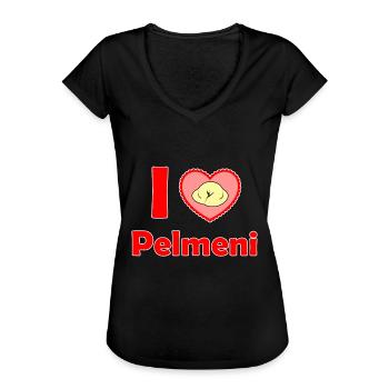 I Love Pelmeni - Frauen Vintage T-Shirt - Schwarz - Vorne - Danielle (179cm)
