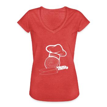 Zwiebel Onions Chef - Frauen Vintage T-Shirt - Rot meliert - Vorne - Danielle (179cm)