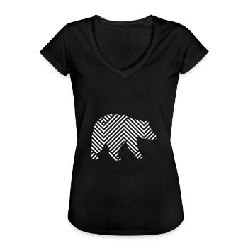 Geometrischer Bär - Geometrie Design eines Bärs - Frauen Vintage T-Shirt - Schwarz - Vorne - Danielle (179cm)