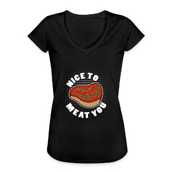 Nice to meat you - Women's Vintage T-Shirt - black - Front - Danielle (179cm)
