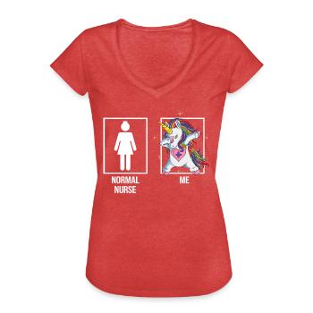 infirmière infirmière en soins intensifs - T-shirt vintage Femme - rouge chiné - Devant - Danielle (179cm)