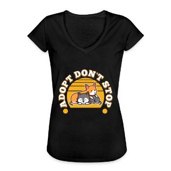 Adopt don't shop - Frauen Vintage T-Shirt - Schwarz - Vorne