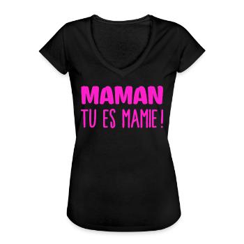 Mamie future grand mère - T-shirt vintage Femme - noir - Devant - Danielle (179cm)
