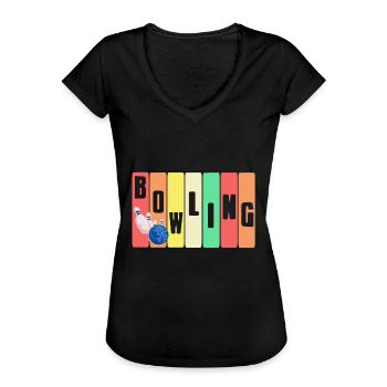 Bowling - Frauen Vintage T-Shirt - Schwarz - Vorne - Danielle (179cm)