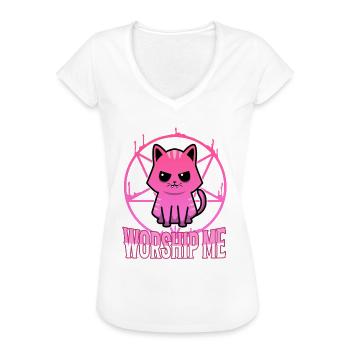 Worship me - Women's Vintage T-Shirt - black - Front - Danielle (179cm)