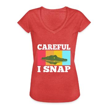 Careful i snap alligator - Frauen Vintage T-Shirt - Rot meliert - Vorne - Danielle (179cm)