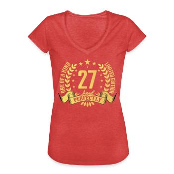 27 Jahre Geburtstagsgeschenk 27 Jahre - Frauen Vintage T-Shirt - Rot meliert - Vorne - Danielle (179cm)