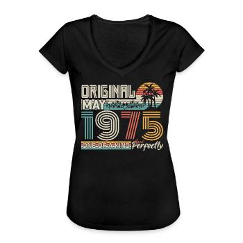 Mai 1975 anniversaire May 1975 cadeau 1975 - T-shirt vintage Femme - noir - Devant
