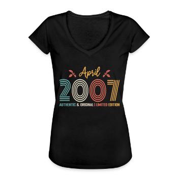 April 2007 Jubiläum April 2007 Retro - Frauen Vintage T-Shirt - Schwarz - Vorne